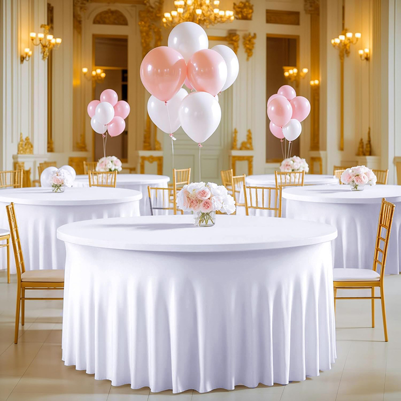 Photography Hotel - White Round Spandex Tablecloth Stretchy Fitted