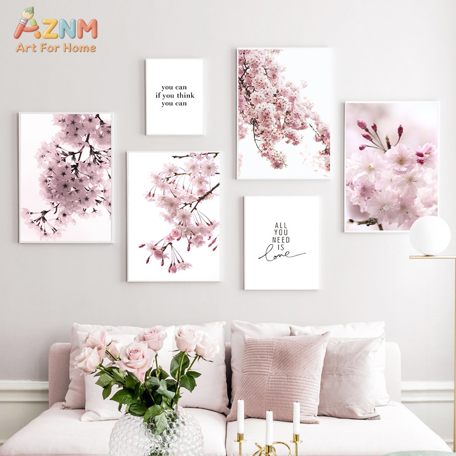 AZNM Pink Cherry Blossom Canva - Photography Quotes Inspirational ulasan dan harga