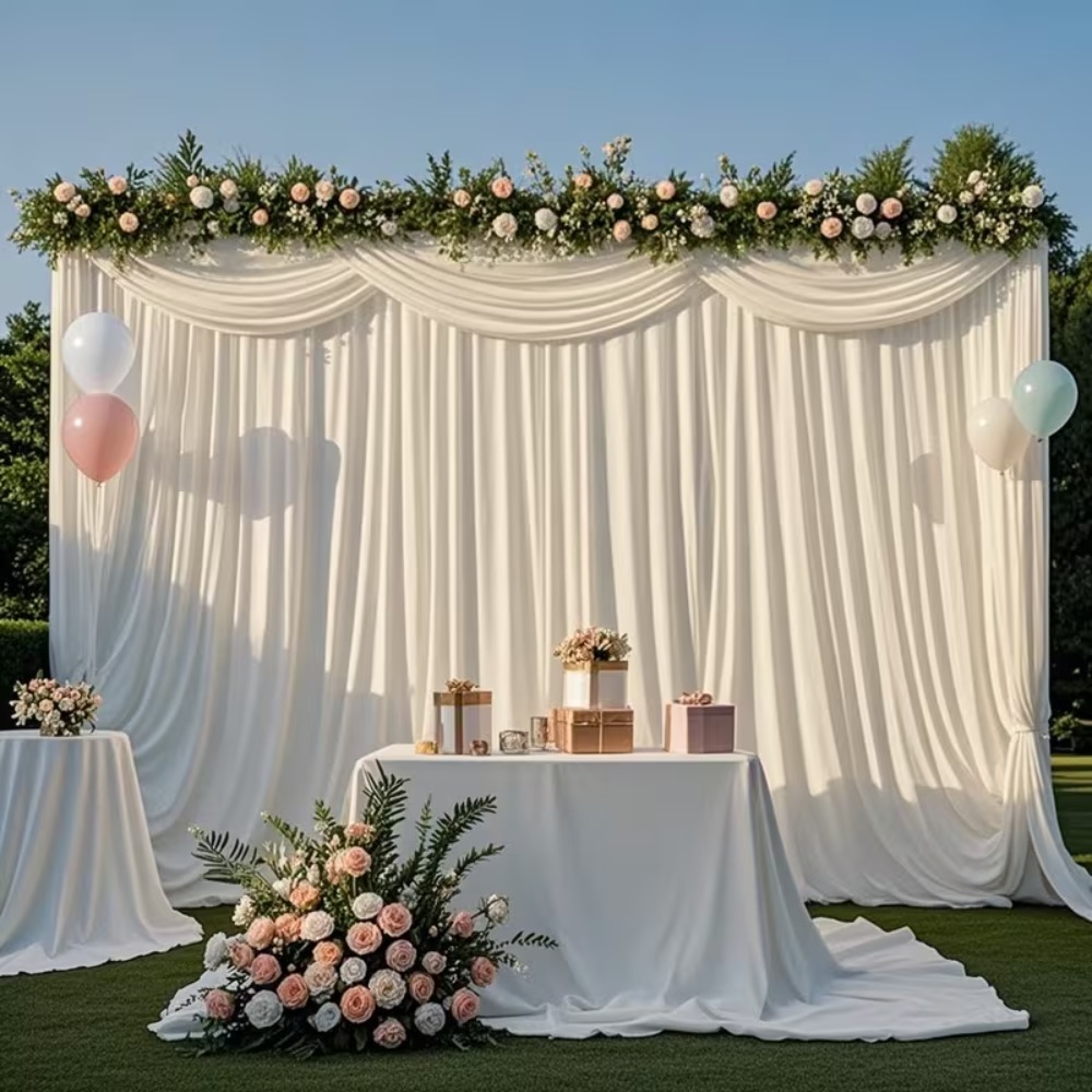 Satin Backdrop Curtain, Wrinkl - Photography Hotel ulasan dan harga