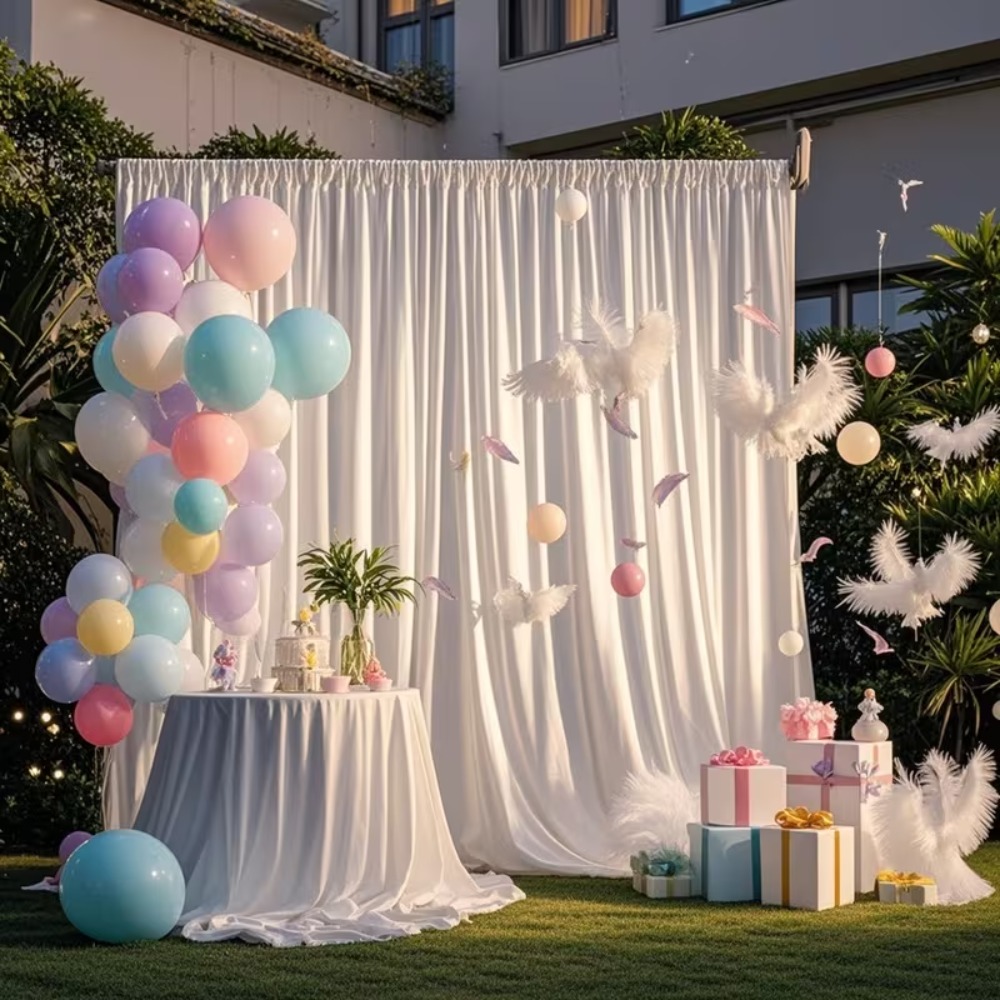 Satin Backdrop Curtain, Wrinkl - Photography Hotel ulasan dan harga