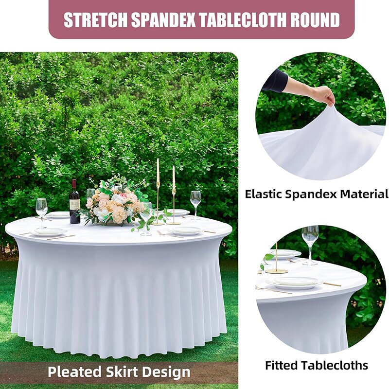 White Round Spandex Tablecloth - Photography Hotel ulasan dan harga